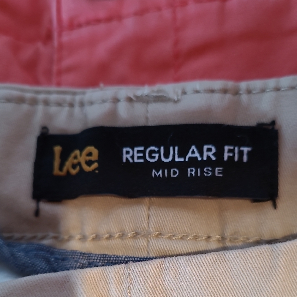 Lee Coral & Khaki Tan Mid-Rise Shorts Casual Cotton Blend Regular Fit Women's 8 - Picture 12 of 15